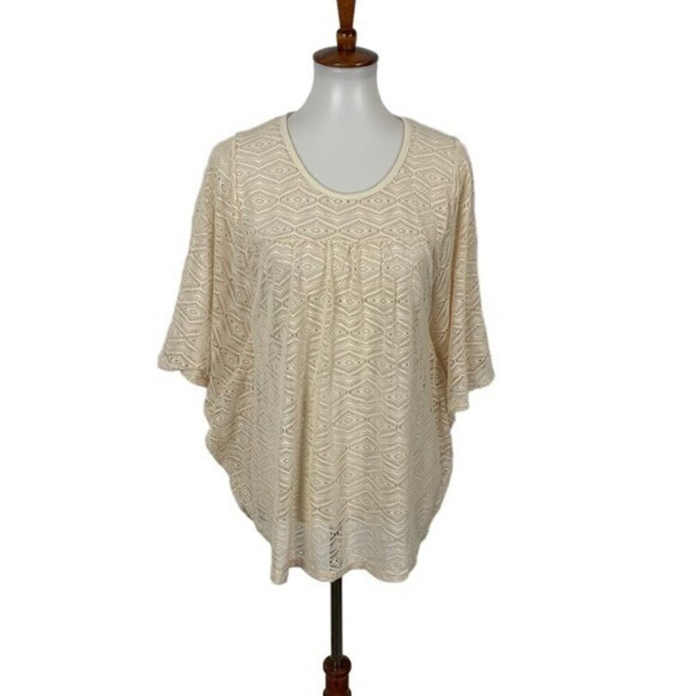 Scully‎ Top Medium Cream Sheer See Through Boho Romantic Festival